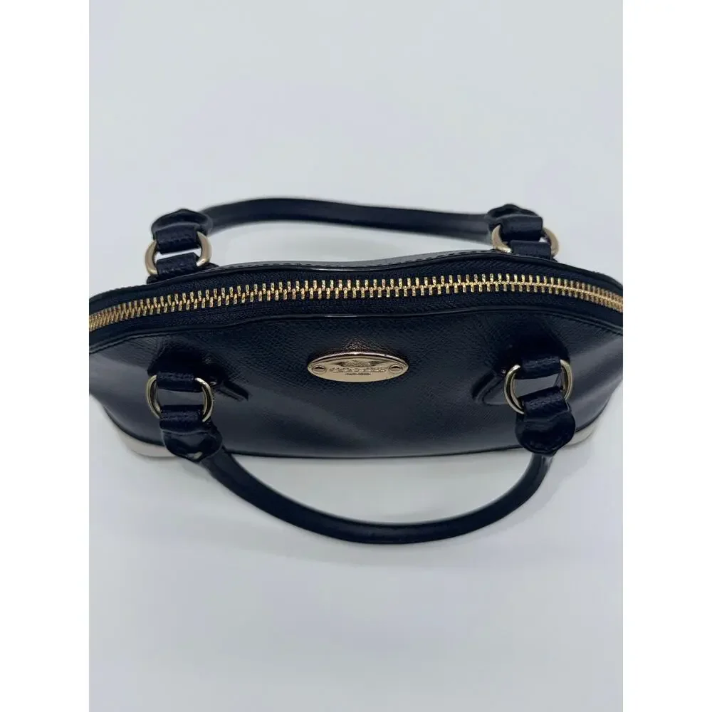 Coach Mini Cora Domed Satchel Midnight Navy Chalk Leather Crossbody F34517⁠